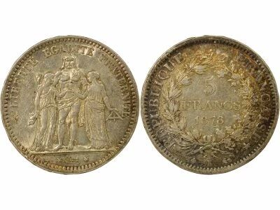 France 5 Francs Argent, Hercule, IIIe R�publique - 1878 K Bordeaux