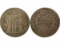 France 5 Francs Argent, Union & Force - An 5 Q Perpignan