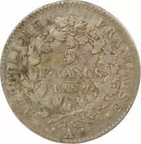 France 5 Francs Argent, Union & Force - An 7 A Paris