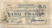 France 5 Francs Auby Ville - 1914