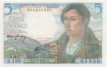 France 5 Francs Berger - 05-04-1945 - S&eacute;rie S.138