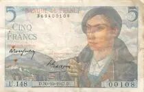 France 5 Francs Berger - 05-04-1945 Série U.148 - TB