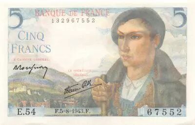 France 5 Francs Berger - 05-08-1943 S�rie E.54 - P.NEUF