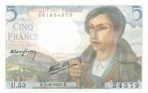 France 5 Francs Berger - 05-08-1943 Série U.53 - NEUF