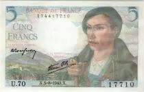 France 5 Francs Berger - 05-08-1943 Série U.70