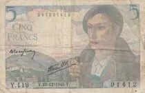 France 5 Francs Berger - 23-12-1943 - Série Y.119