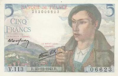 France 5 Francs Berger - 23-12-1943 S�rie V.113