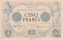 France 5 Francs Black - 19-05-1873 - Serial N.2629  - VF to XF - P.60