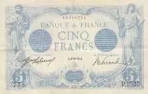 France 5 Francs Blue - 09-01-1913 - Serial P.1525 - VF to XF