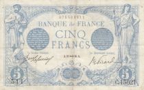 France 5 Francs Blue - 21-11-1916 Serial C.15021