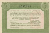 France 5 Francs Bon de Solidarité - WWII - 1941-1942  - n°2.557.884