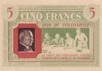 France 5 Francs Bon de Solidarité French family 1941-1942 - unc