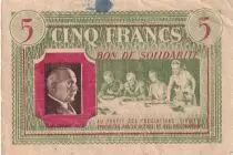 France 5 Francs Bon de Solidarit&eacute; French family 1941-1942