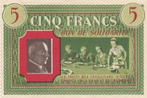 France 5 Francs Bon de Solidarité Repas de Famille 1941-1942 - SUP