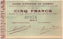 France 5 Francs Cambrai Caisse d´Epargne