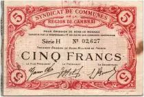 France 5 Francs Cambrai City - 1916