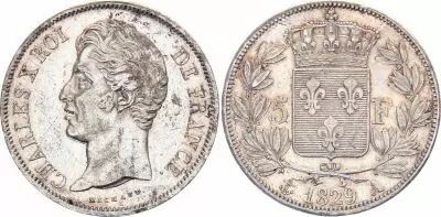 France 5 Francs Charles X - 1829 A Paris - Argent