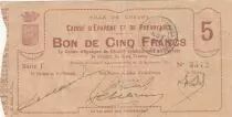France 5 Francs Chauny Ville - 15-09-1915 S&eacute;rie J - TTB