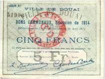 France 5 Francs Douai Commune - 1914