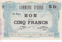 France 5 Francs Erre Commune - 1915