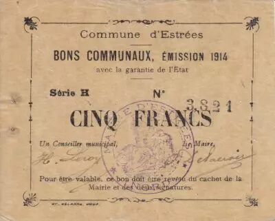 France 5 Francs Estr�e City - 1914