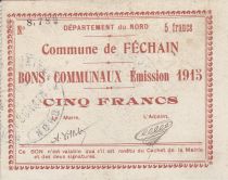 France 5 Francs Fechain City - 1915