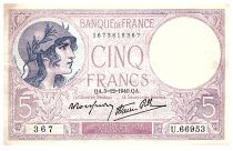 France 5 Francs Femme casquée modifiée - 05-12-1940 - Série U.66953 - F.04.16