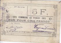 France 5 Francs Fenain Commune - 1915