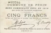 France 5 Francs Ferin City - 1914