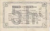 France 5 Francs Fourmies City - 1915