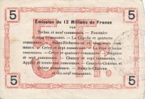 France 5 Francs Fourmies City - 1916