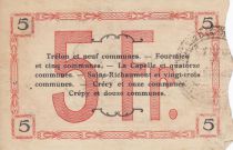 France 5 Francs Fourmies City - 1917