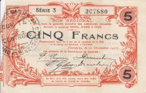 France 5 Francs Fourmies City - 1917