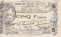 France 5 Francs Fourmies Commune - 1915