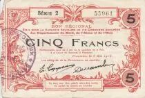 France 5 Francs Fourmies Commune - 1916
