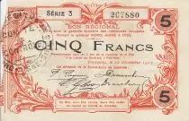 France 5 Francs Fourmies Commune - 1917
