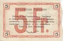 France 5 Francs Fourmies Commune - 1917