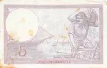 France 5 Francs Helmeted woman 05-12-1940 Serial K.66990 - VF to XF