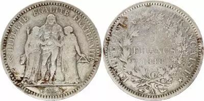 France 5 Francs Hercules - 1848 A Paris Silver