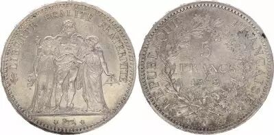 France 5 Francs Hercules - 3th Republic 1878 K Bordeaux