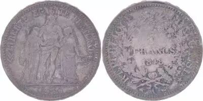 France 5 Francs Hercules - Second Republic - 1848 A Paris - VF+