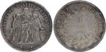 France 5 Francs Hercules - Third Republic - 1874 A Paris - VF+ - Silver