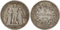 France 5 Francs Hercules - Third Republic 1873 K Bordeaux - Silver