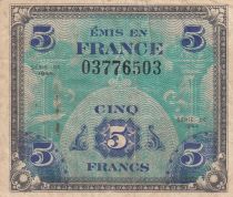 France 5 Francs Impression Americaine - Drapeau - 1944 - Sans Série - VF.17.01
