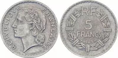 France 5 Francs Lavrillier - 1949