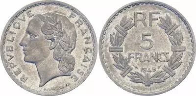 France 5 Francs Lavrillier - 1949