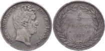 France 5 Francs Louis-Philippe 1831 A Paris  Argent - en relief