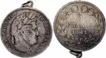 France 5 Francs Louis-Philippe I  - 1841 W Lille - Argent mont&eacute;e en m&eacute;daille