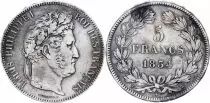 France 5 Francs Louis-Philippe I - 1834 W Lille - Fine - Silver