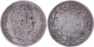 France 5 Francs Louis-Philippe Ist- 1831 MA Marseille incuse lettering - VG to F